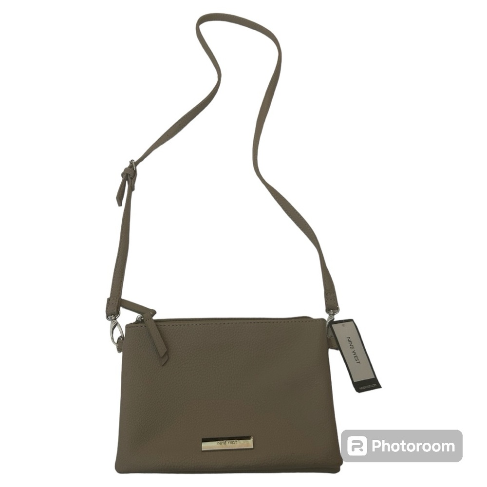Nine West NWT cream tan crossbody double zipper purse